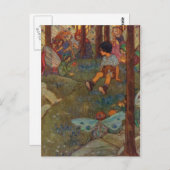 ヴィンテージ – 子供が森の妖精に出会う。 ポストカード (正面/裏面)