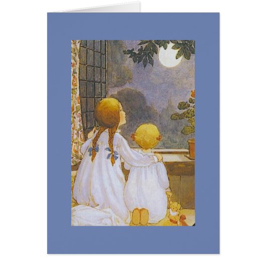 ヴィンテージ – 子供たちは月をじっと見つめていた。 (正面)