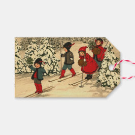 ヴィンテージ 子供 スキー クリスマス レトロ ギフトタグ