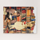 ヴィンテージ 子供 読書 図書館の本 ジグソーパズル (横)