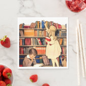 ヴィンテージ 子供 読書 図書館の本 スタンダードランチョンナプキン (インサイチュ)
