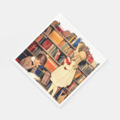ヴィンテージ 子供 読書 図書館の本 スタンダードランチョンナプキン (角)