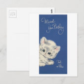 ヴィンテージ・子猫の遅れた誕生日カード ポストカード (正面/裏面)