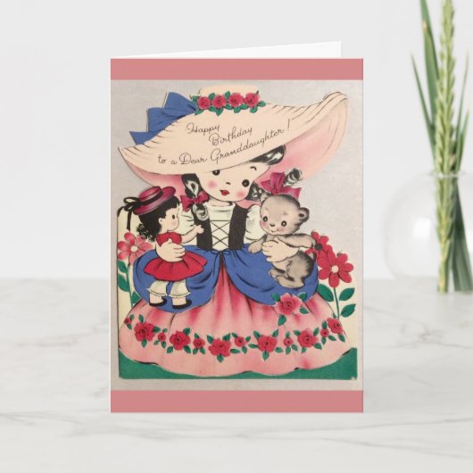 ヴィンテージ – 孫娘親愛にハッピーバースデー カード (正面)