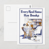 ヴィンテージ「実在家に本がある」ポスター ポストカード (正面/裏面)
