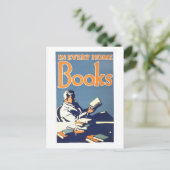 ヴィンテージ「家ごと、本ごと」図書室ポスター ポストカード (スタンド正面)