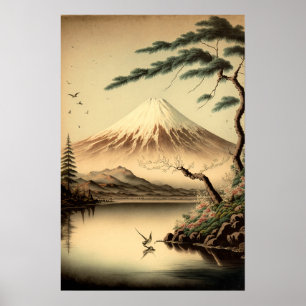 ヴィンテージ 富士山 日本美術 プリント ポスター