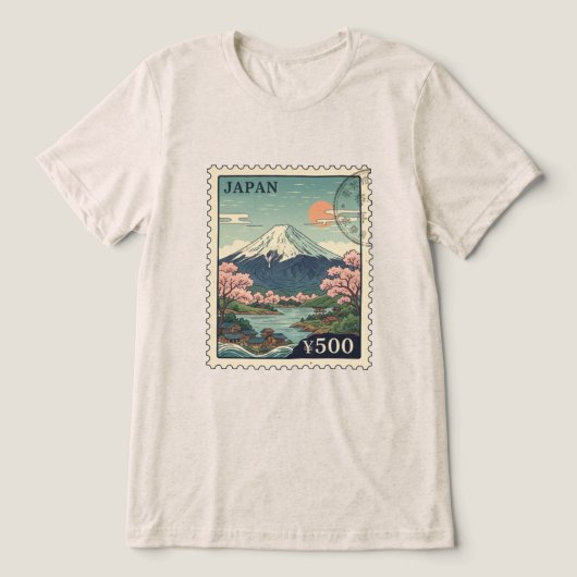 ヴィンテージ 富士山 日本 トライブレンドＴシャツ (デザイン正面)