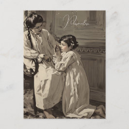 ヴィンテージ 就寝時 ヴィクトリアン 少女 祈り フォト ポストカード