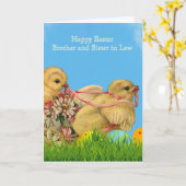 ヴィンテージ 幸せなイースター 義理の兄妹 カード (黄色い花)