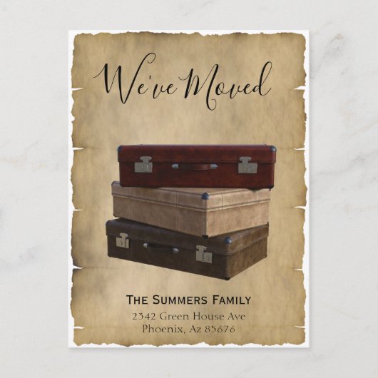 ヴィンテージ 引っ越しのお知らせ - トランク 案内ポストカード (正面)