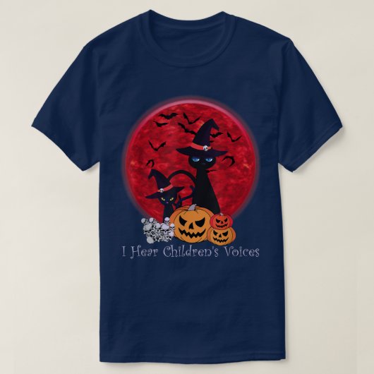 ヴィンテージ 怖い ハロウィン 黒猫 面白い 魔女 秋 Tシャツ (デザイン正面)