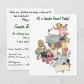 ヴィンテージ　性別発表ベビーシャワーパーティー招待状 招待状 (正面/裏面)