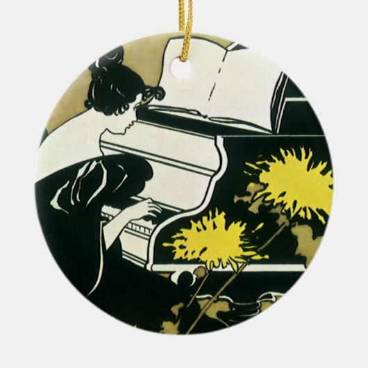 ヴィンテージ、恋しく思トラウメ遊レイのピアノ、リード セラミックオーナメント (正面)