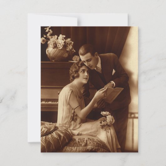 ヴィンテージ、恋愛、ロマンチック、日付を保存 招待状 (正面)