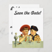 ヴィンテージ、恋愛、ロマンチック、日付を保存 招待状 (正面/裏面)