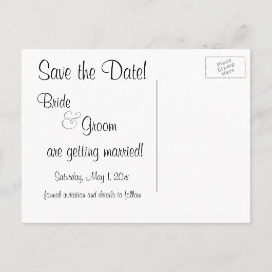 ヴィンテージ、恋愛、ロマンチック、日付を保存 案内ポストカード (裏面)