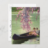 ヴィンテージ、恋愛、ロマンチック、日付を保存 案内ポストカード (正面/裏面)