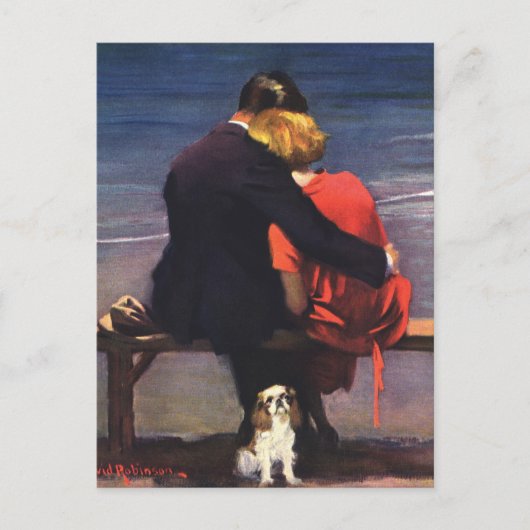 ヴィンテージ、恋愛、ロマンチック、日付を保存 案内ポストカード (正面)