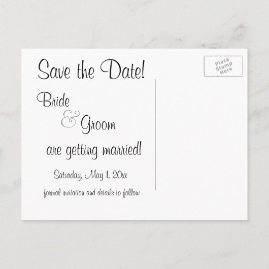 ヴィンテージ、恋愛、ロマンチック、日付を保存 案内ポストカード (裏面)