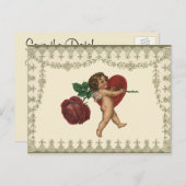 ヴィンテージ、恋愛、ロマンチック、日付を保存 案内ポストカード (正面/裏面)