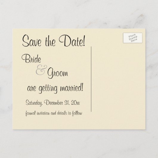 ヴィンテージ、恋愛、ロマンチック、日付を保存 案内ポストカード (裏面)