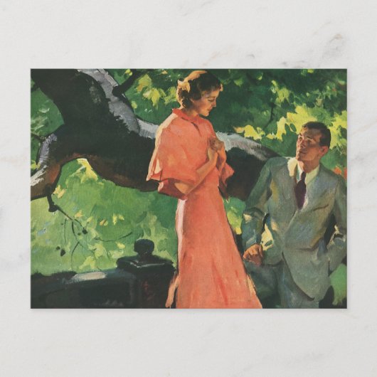 ヴィンテージ、恋愛、ロマンチック、日付を保存 案内ポストカード (正面)