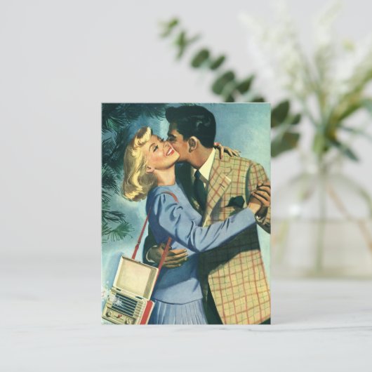 ヴィンテージ、恋愛、ロマンチック、日付を保存 案内ポストカード (スタンド正面)