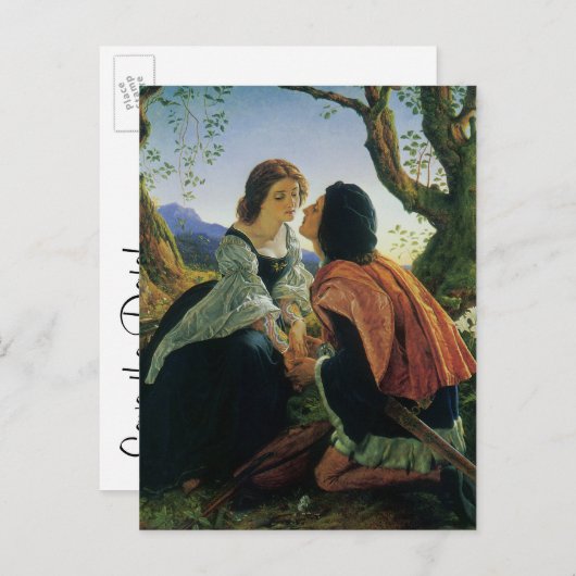 ヴィンテージ、恋愛、ロマンチック、日付を保存 案内ポストカード (正面/裏面)