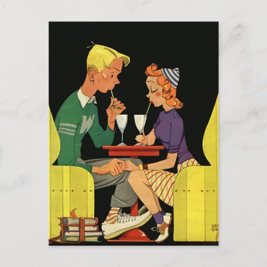 ヴィンテージ、恋愛、ロマンチック、日付を保存 案内ポストカード (正面)