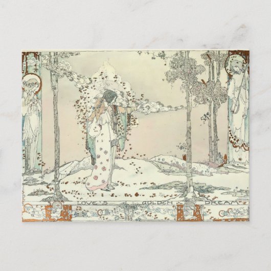 ヴィンテージ『愛の黄金の夢』ジェシー・M・キング ポストカード (正面)