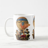 ヴィンテージ 愛国心、子供たちが熱気球に乗って コーヒーマグカップ (左)