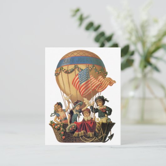 ヴィンテージ 愛国心、子供たちが熱気球に乗って 招待状 (スタンド正面)