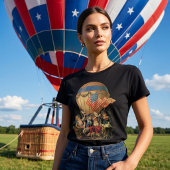 ヴィンテージ 愛国心、子供たちが熱気球に乗って Tシャツ