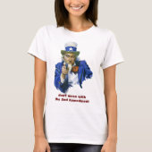 ヴィンテージ 愛国的なスター帽と銃の叔父サム Tシャツ (正面)