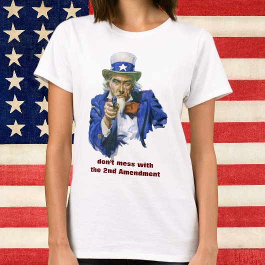 ヴィンテージ 愛国的なスター帽と銃の叔父サム Tシャツ