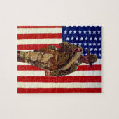 ヴィンテージ 愛国的な兵隊 アメリカ国旗 ジグソーパズル (横)