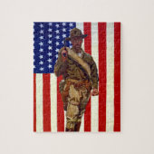 ヴィンテージ 愛国的な兵隊 アメリカ国旗 ジグソーパズル (縦)