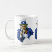 ヴィンテージ 愛国的な スター帽と銃を持つおじさんサム コーヒーマグカップ (左)