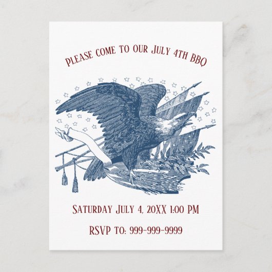 ヴィンテージ 愛国的な 叫ぶ鷹 米国 フラッグ 矢 ポストカード (正面)