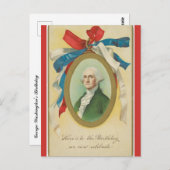 ヴィンテージ 愛国者 ジョージ・ワシントンの誕生日 ポストカード (正面/裏面)