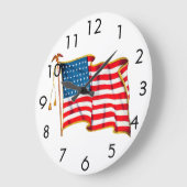 ヴィンテージ 愛国 アメリカ国旗, 7月4日 ラージ壁時計 (傾斜)