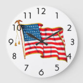 ヴィンテージ 愛国 アメリカ国旗, 7月4日 ラージ壁時計 (正面)