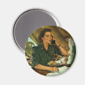 ヴィンテージ 愛国 ナース 電話中 マグネット (正面/裏面)