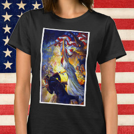 ヴィンテージ 愛国 レディー リバティ アメリカ国旗 ワシ Tシャツ
