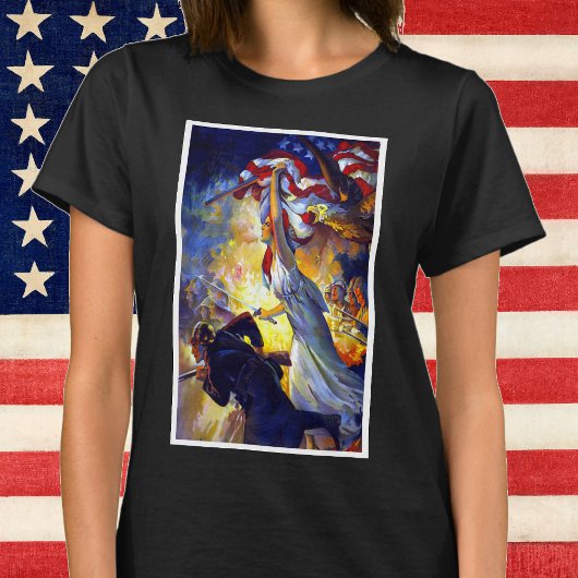 ヴィンテージ 愛国 レディー リバティ アメリカ国旗 ワシ Tシャツ