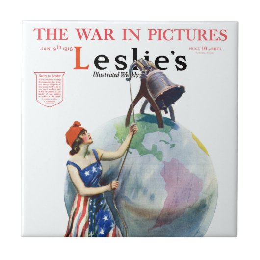 ヴィンテージ 愛国 レディ・リバティ マガジン カバーアート タイル (正面)