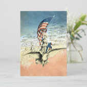 ヴィンテージ 愛国、女性、イーグルとアメリカ国旗 カード (スタンド正面)