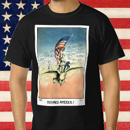 ヴィンテージ 愛国、女性、イーグルとアメリカ国旗 Tシャツ