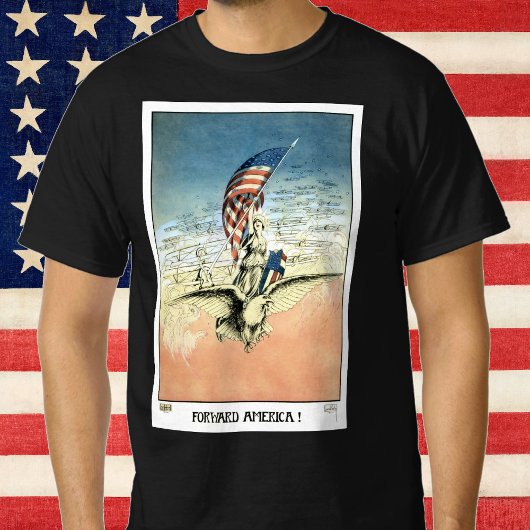 ヴィンテージ 愛国、女性、イーグルとアメリカ国旗 Tシャツ